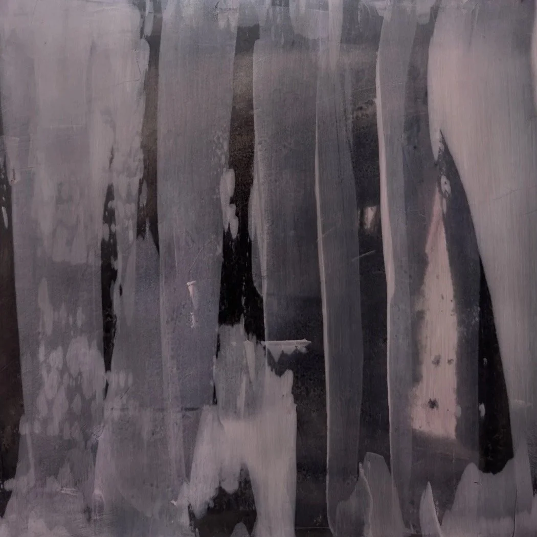 Island 3, 2025 | Oil and paper on wood | 20 x 20 inches