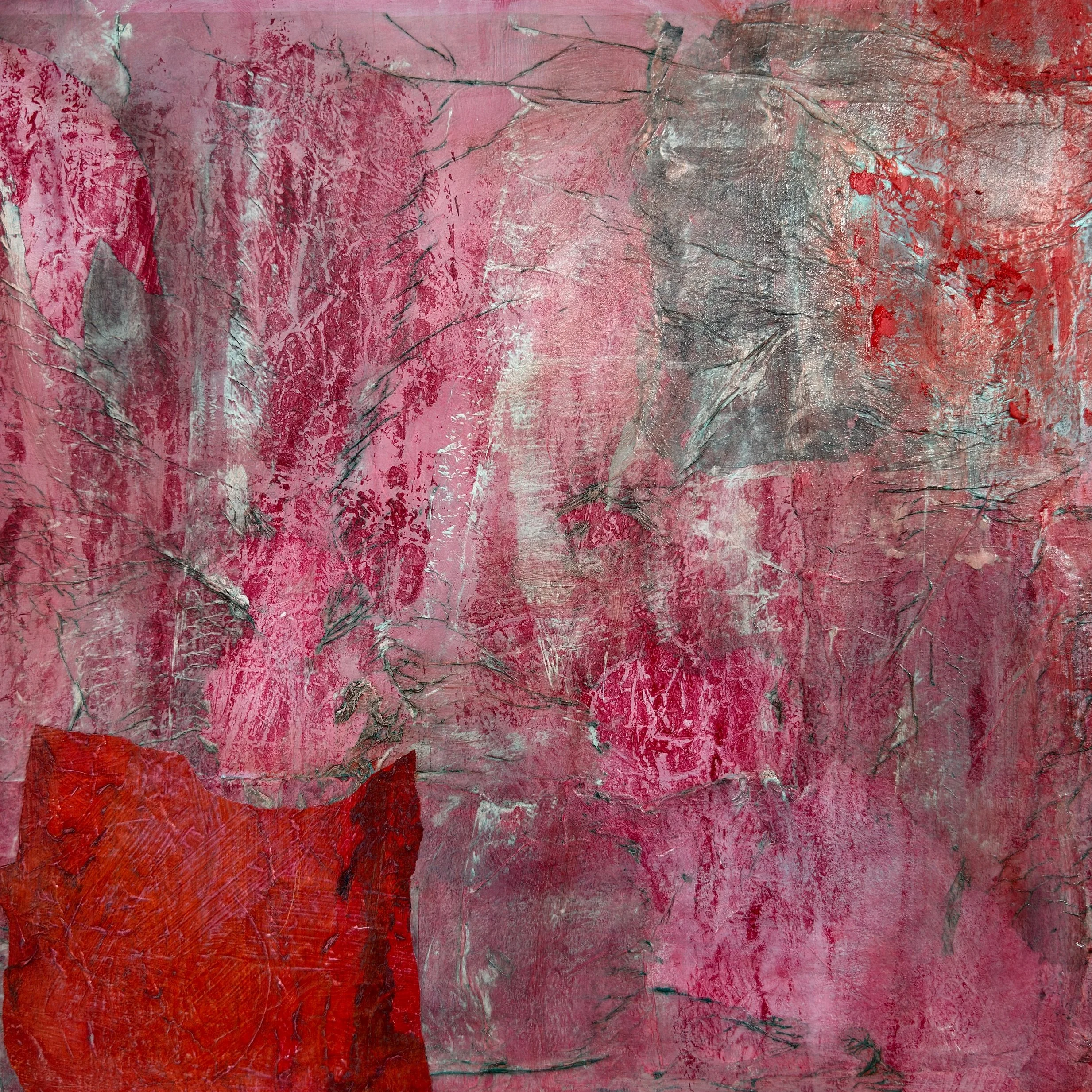 Let Me In,  2026 | Oil and paper on wood | 20 x 20 inches