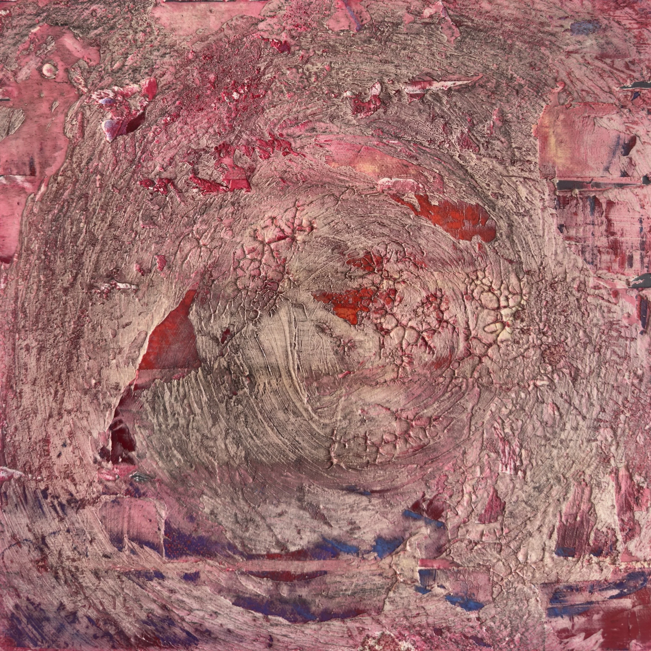 Strata 2, 2025 | Oil, plaster, painted canvas on wood | 12 x 12 inches
