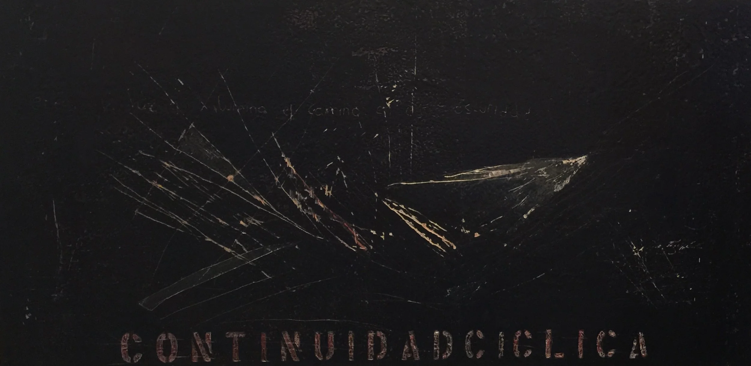 CONTINUIDAD CÍCLICA, 2002 |
 
Graphite powder and varnish on carved 
 
32ｘ40 in. (81 ｘ122 cm) 
