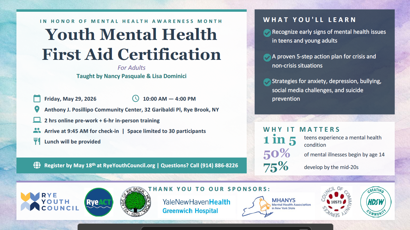 Youth Mental Health First Aid Certification Course for Adults