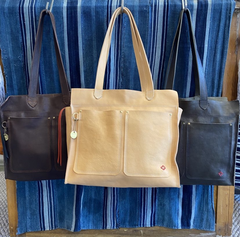 Custom Handmade Italian Vegetable Tanned Leather Tote Bag