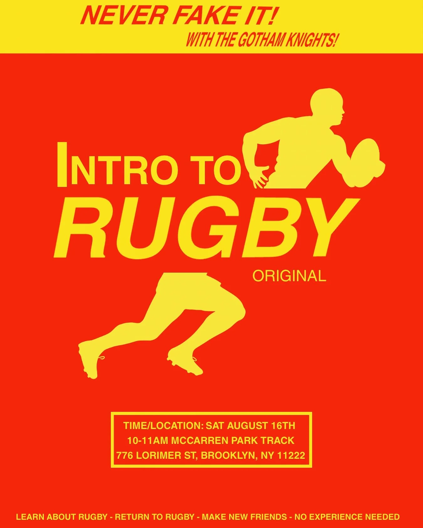 Can you smell that 👃? It&rsquo;s the smell of another Gotham Knights Intro to Rugby! 

This Saturday, we&rsquo;re back at McCarren Park from 10-11am offering a chance for players both new and experienced to come learn more about the sport and our cl