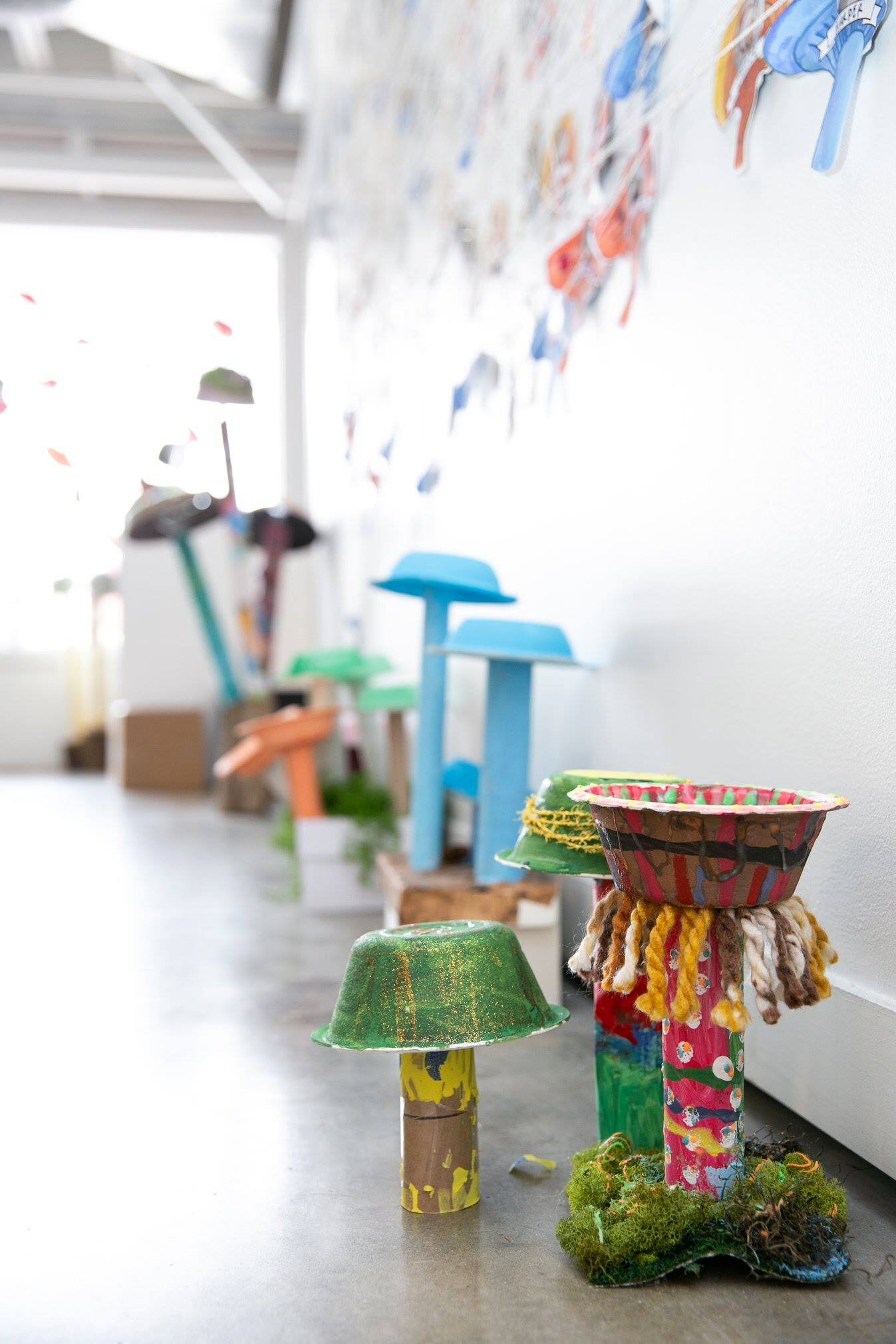  Mushroom sculptures created by local students.   Photograph by Karson Photography 