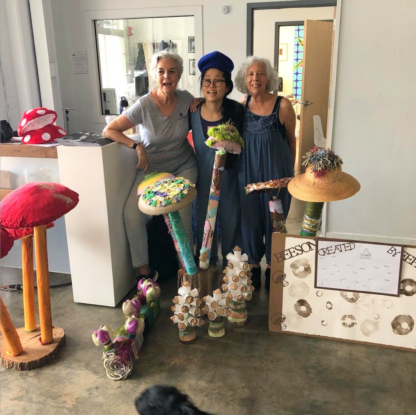  These ladies rule! Fungus Among Us fiber artists Deb Donovan Rice and Mikki Blackman flanking  @geyonce.forever . Join us March 14 - 23 at Redux. #mushroom  #fungusamongus   Post by @enoughpie 