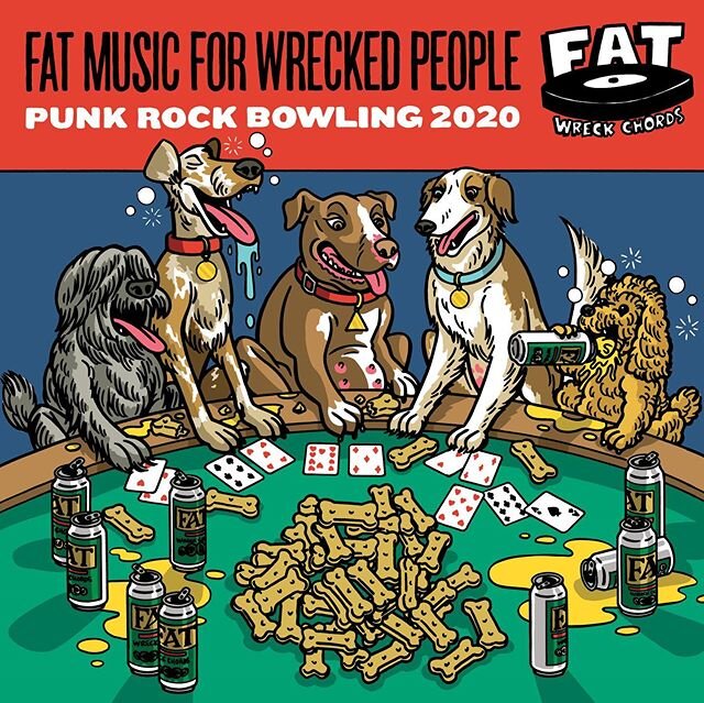 Earlier this year I had the pleasure of creating record art for this here @fat_wreck @punkrockbowling compilation! You can order it from Fat, but it&rsquo;s a limited pressing so if you want one, don&rsquo;t wait. Swipe to check out my process includ