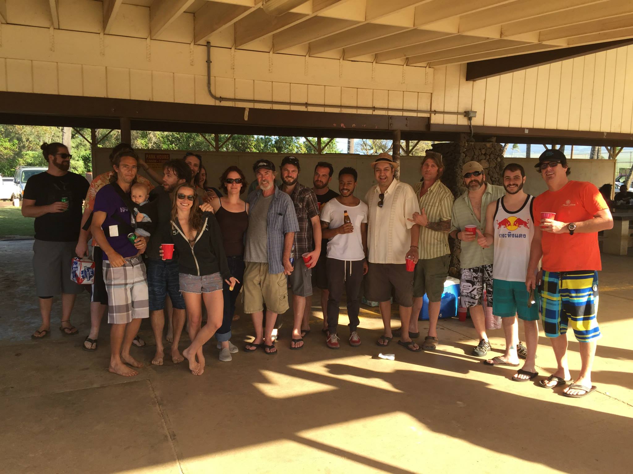 Arnie (second from the right) with the Leftover Salmon crew in Hawaii.