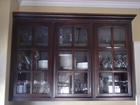 Refinished cabinets with glass