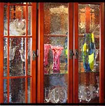 Cabinet glass.