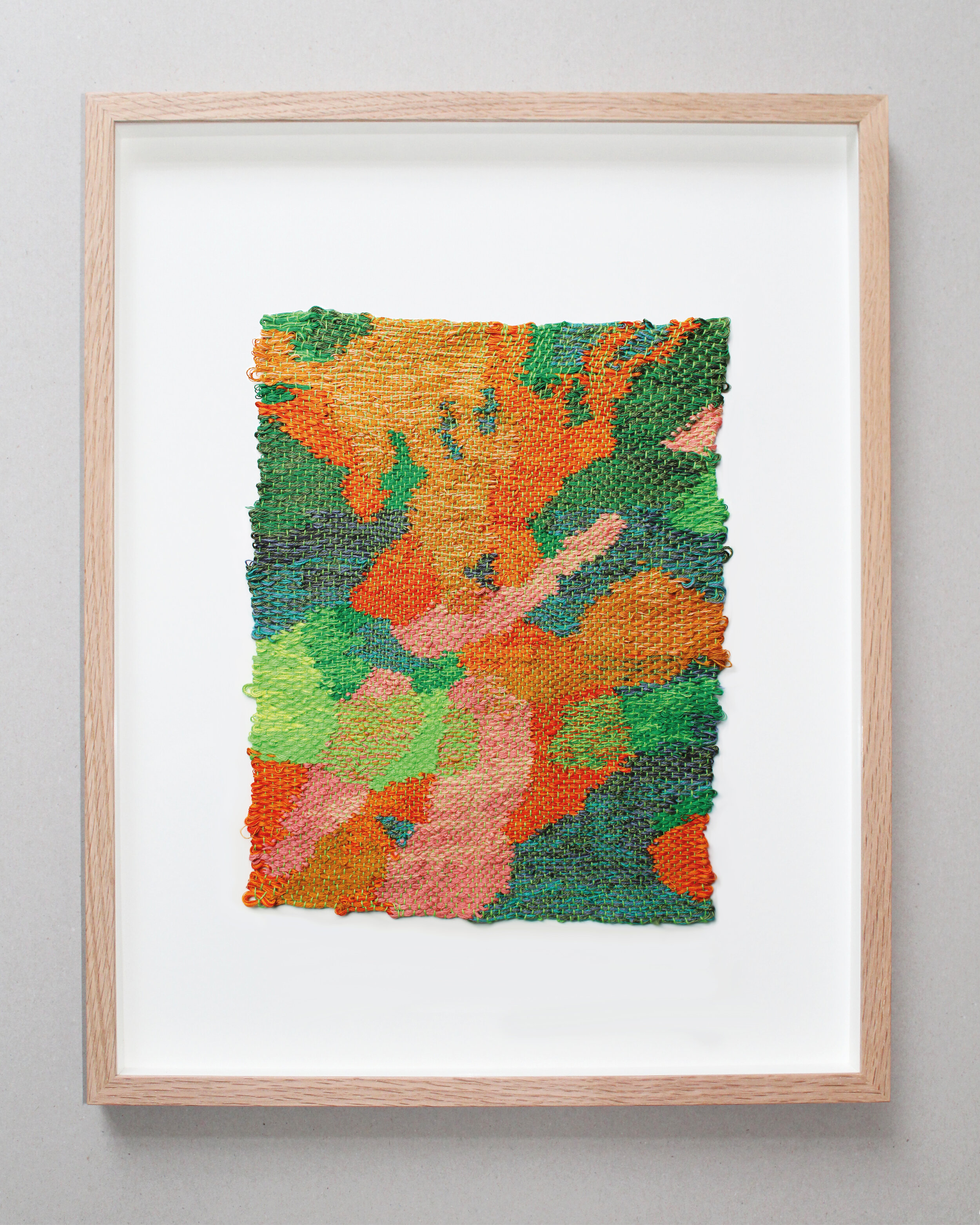 Bonfires green, woven cotton, 29 x 22 cm (60 x 40 cm framed), 2021 (framed).jpg