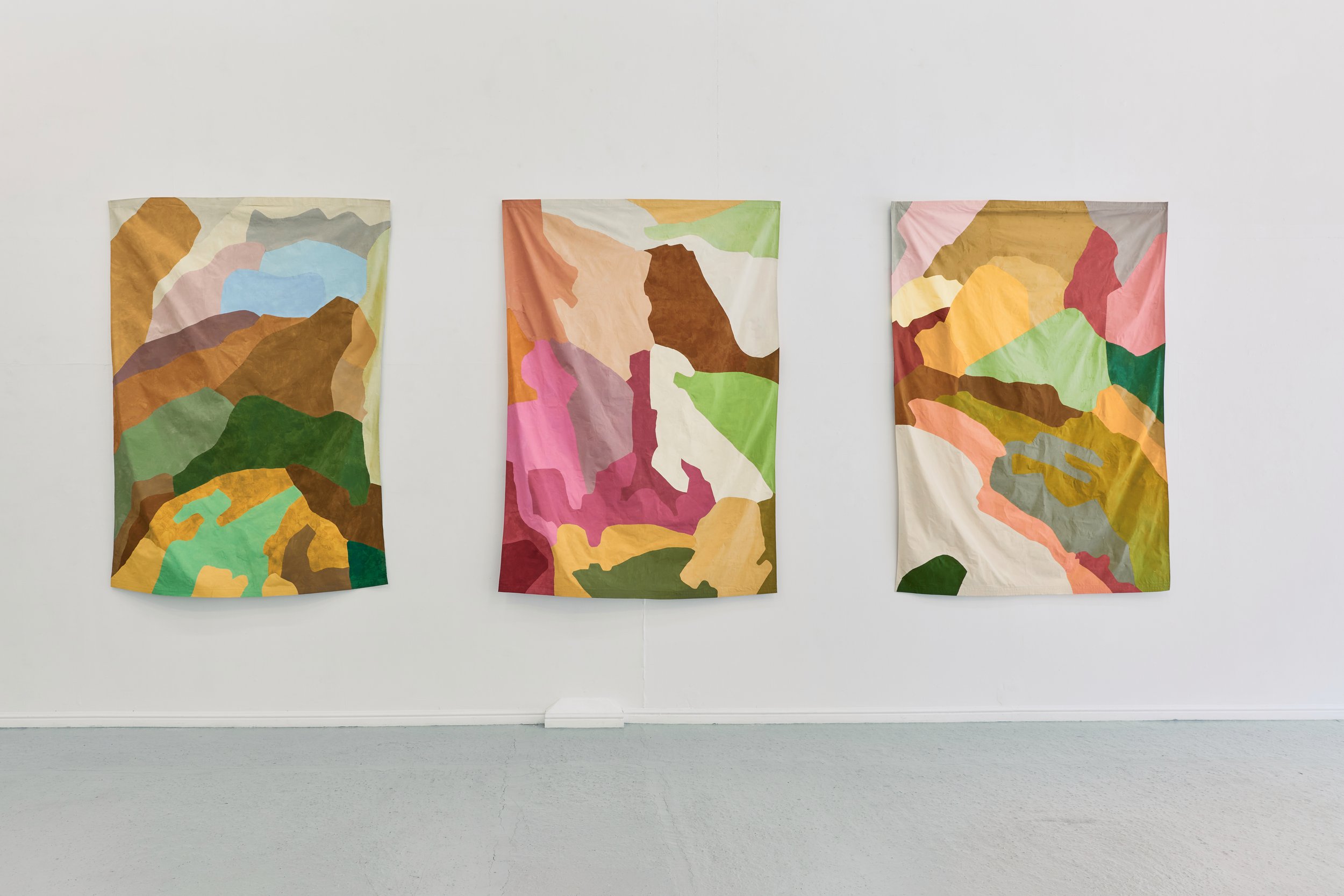 Fabric collages at 'Held in Motion' with the Dot Project, Thames Side Studios