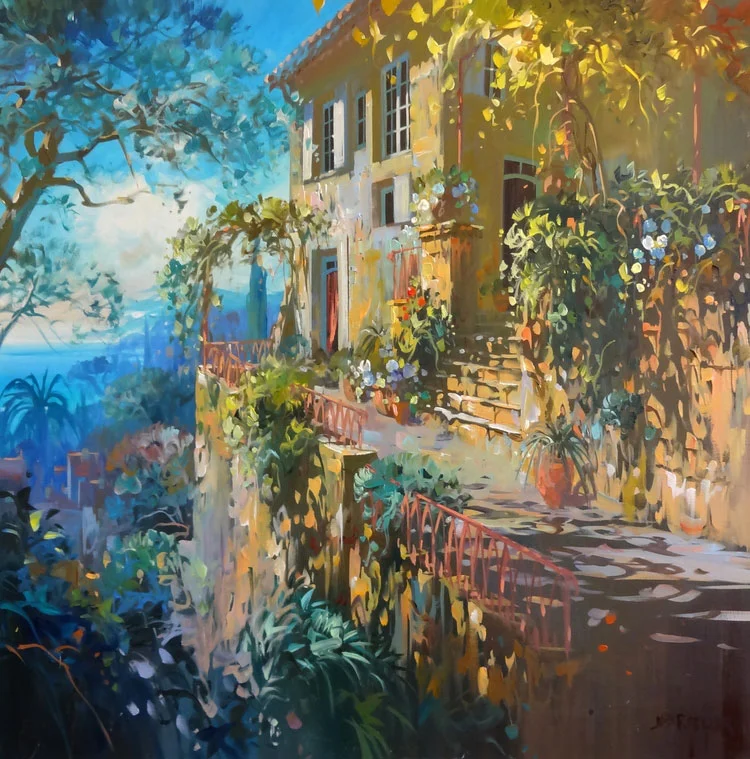 PANORAMA SUR LE LUBERON oil, 32 x 32 in.