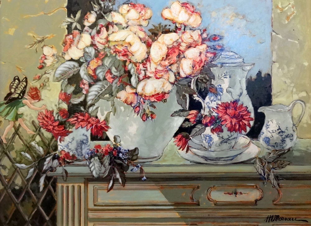 LA COMMODE VERTE oil, 24 x 18 in.