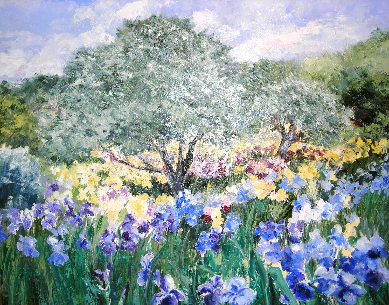 OLIVIERS DANS LES IRIS oil on canvas, 29 x 24 in.