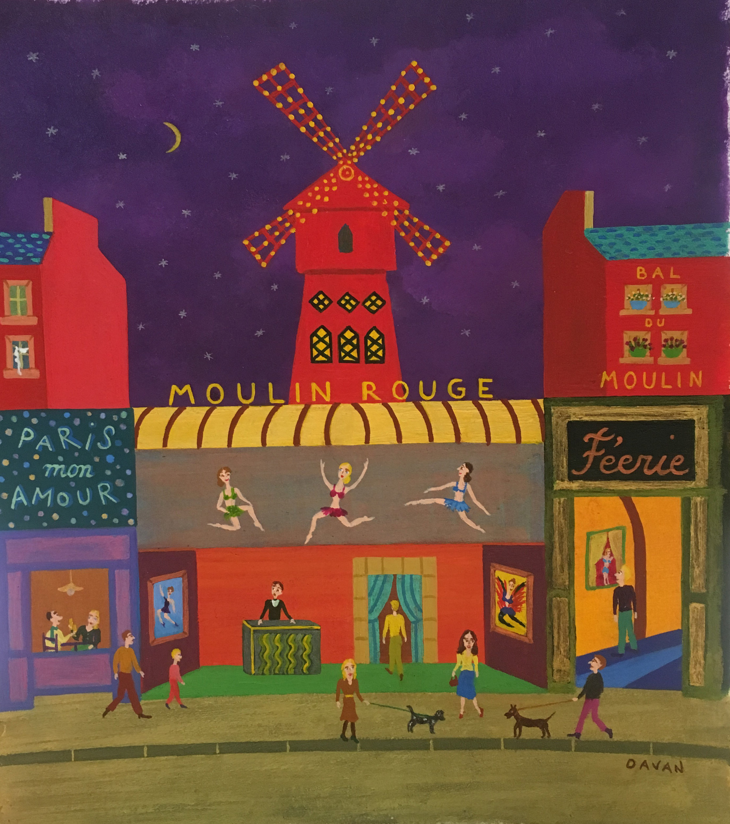 PARIS IS MY LOVE (MOULIN ROUGE) Oil on Panel, 8 x 9 in.