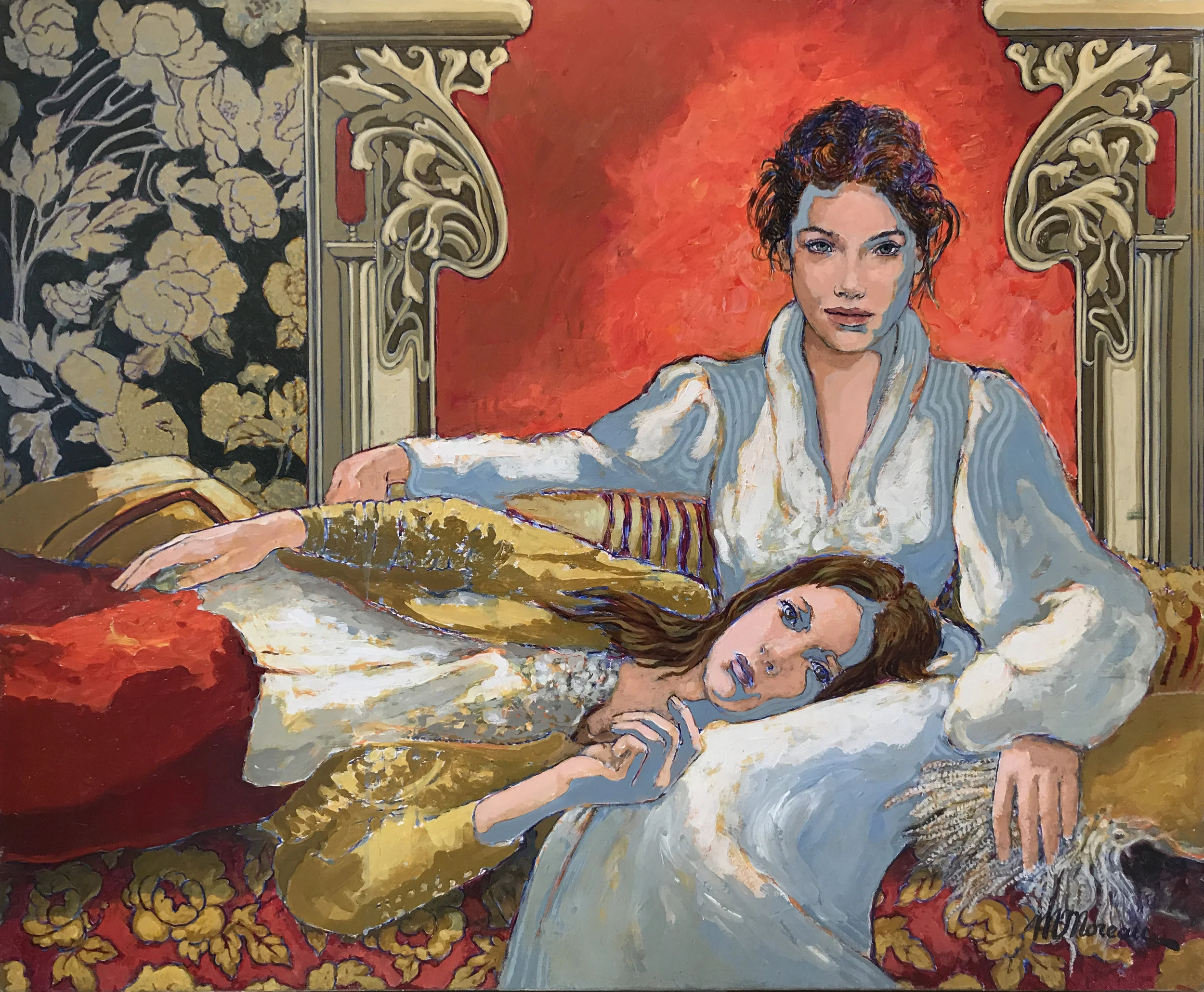 LES DEUX SOEURS oil, 29 x 36 in.