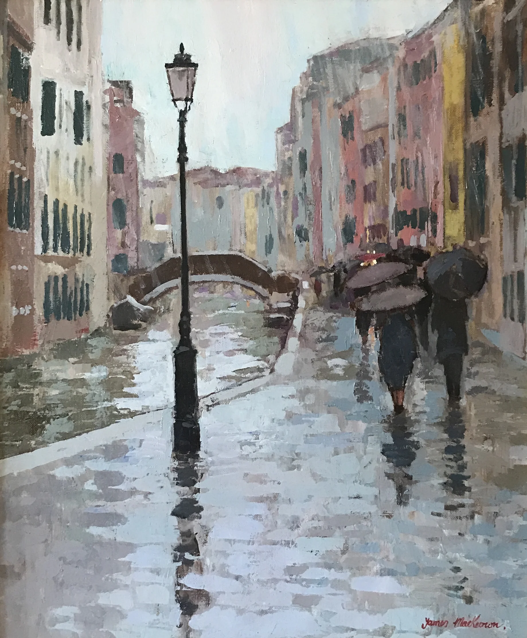 RAIN IN VENICE oil, 18 x 22 in.