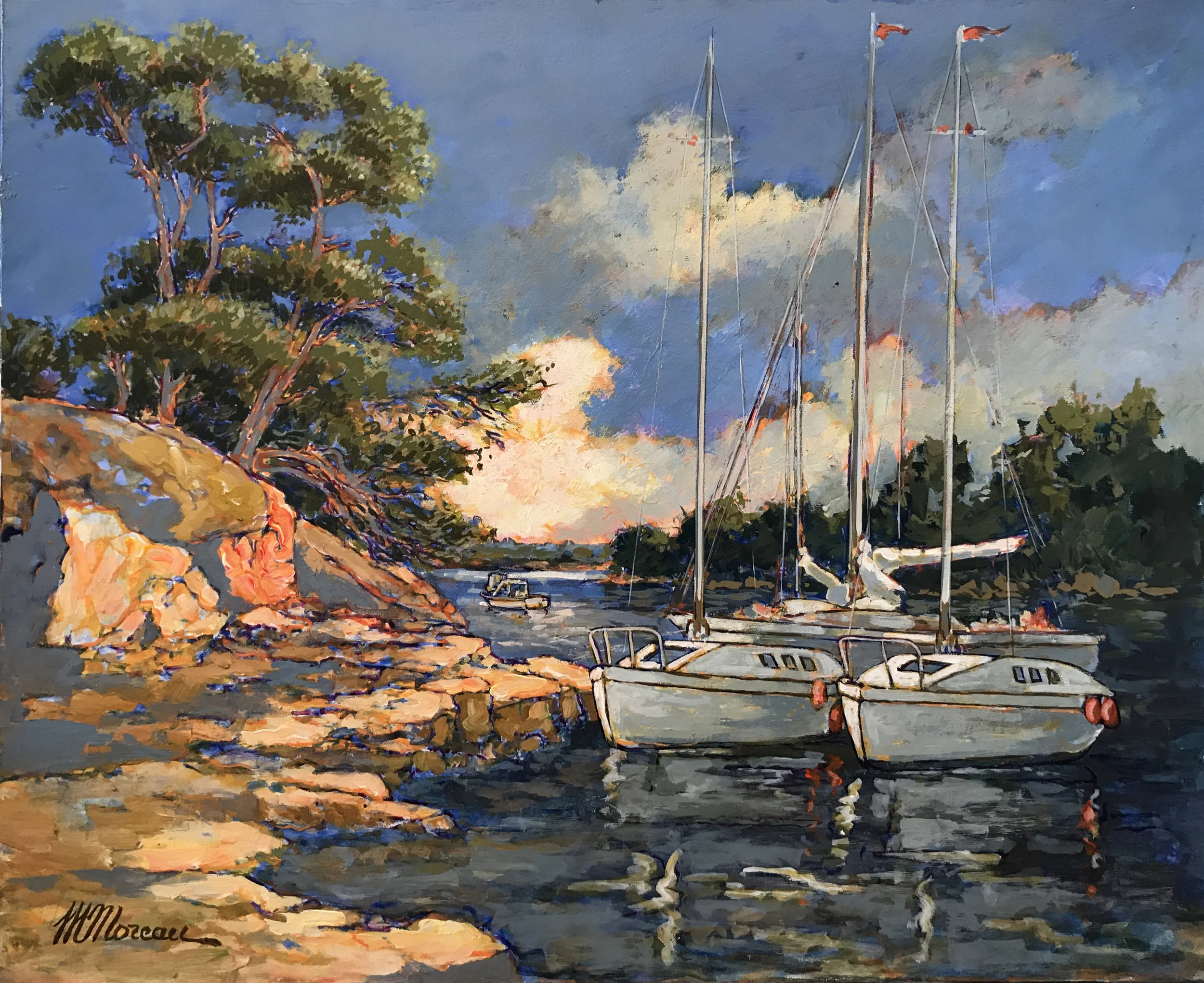 UNE ESCALE AU PARADIS oil, 26 x 21 in.