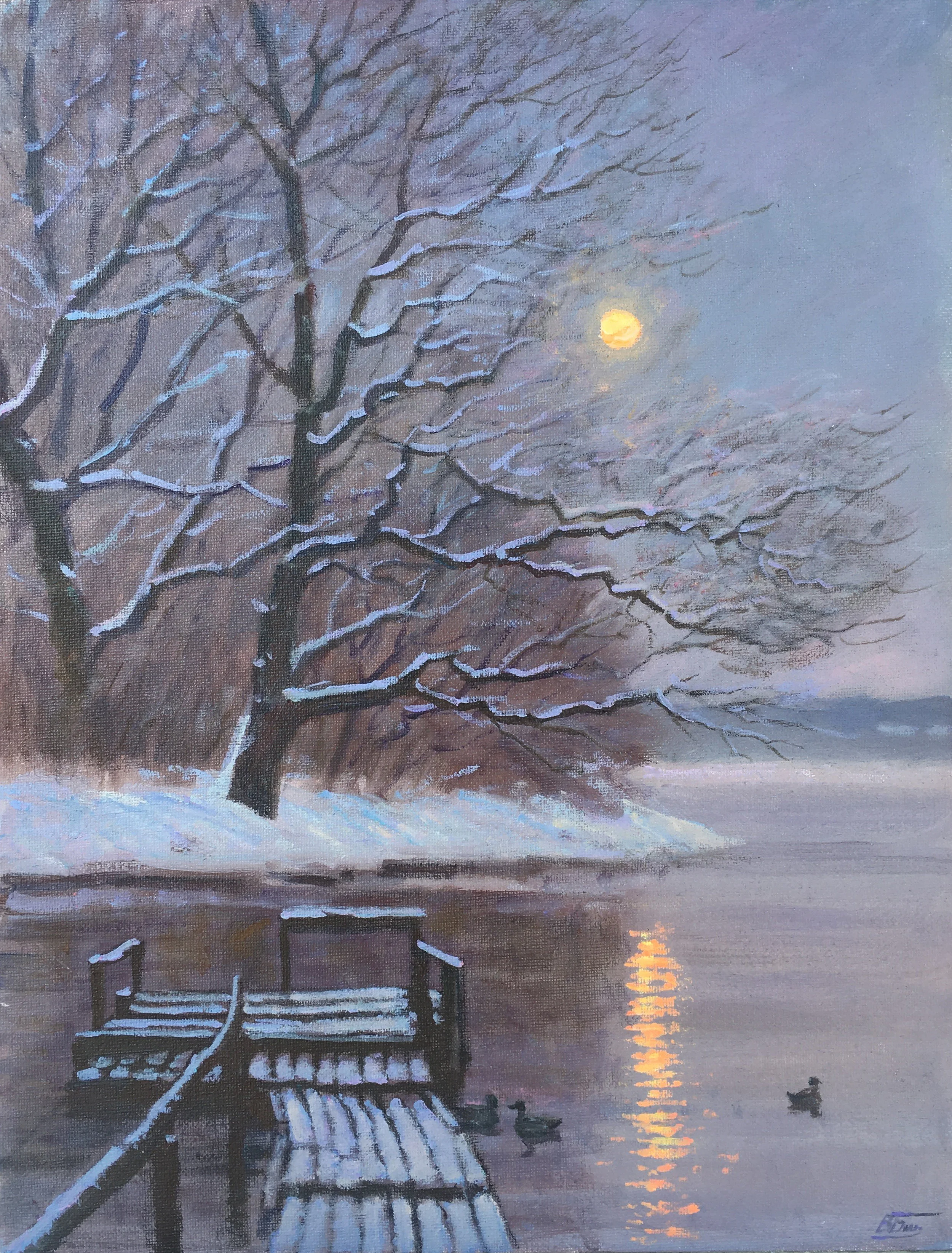 AFTER THE SNOW FALL oil on board, 15 ¾ x 11 3/4 in.