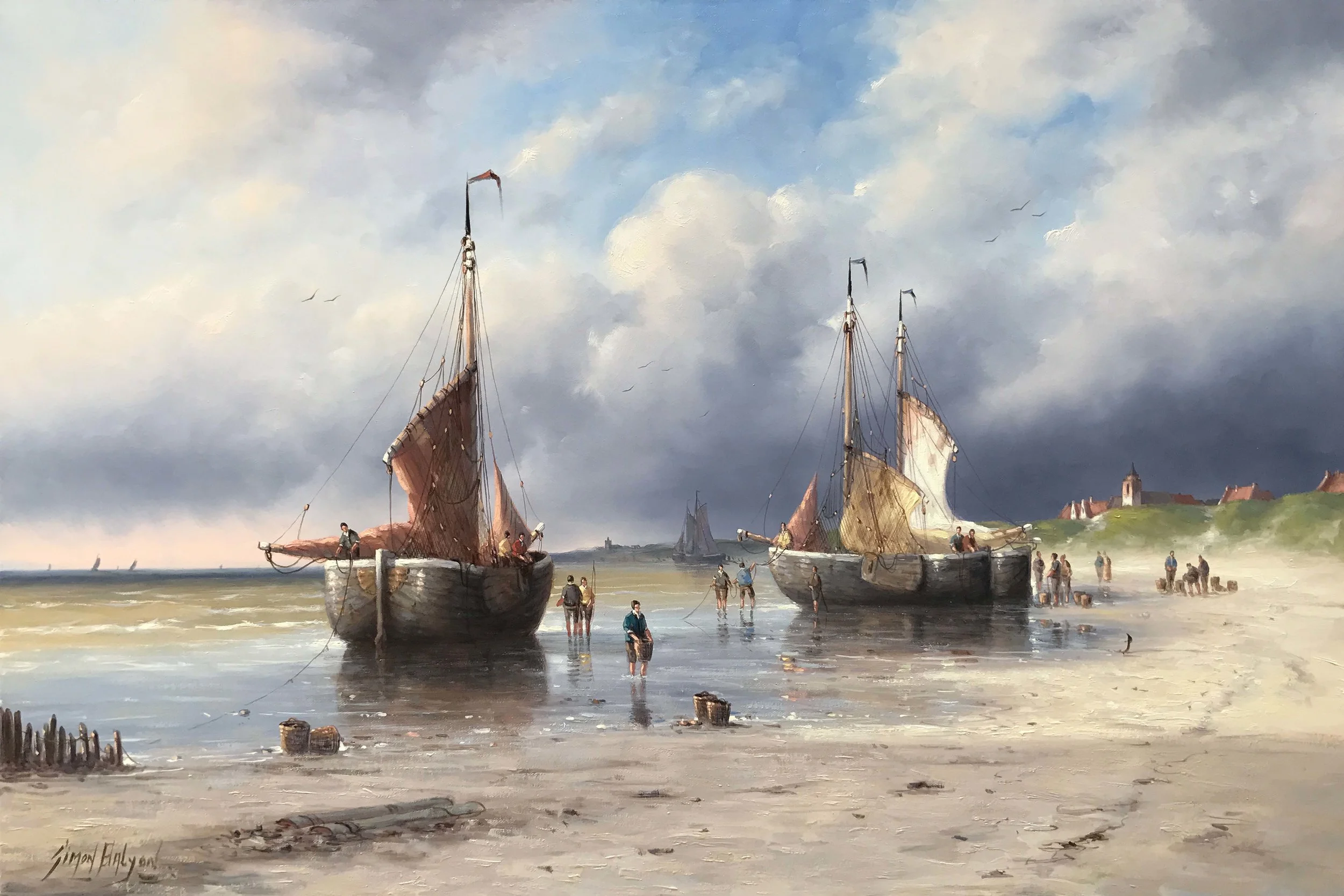 Working on the Dutch Coastline 24 x 36 in.