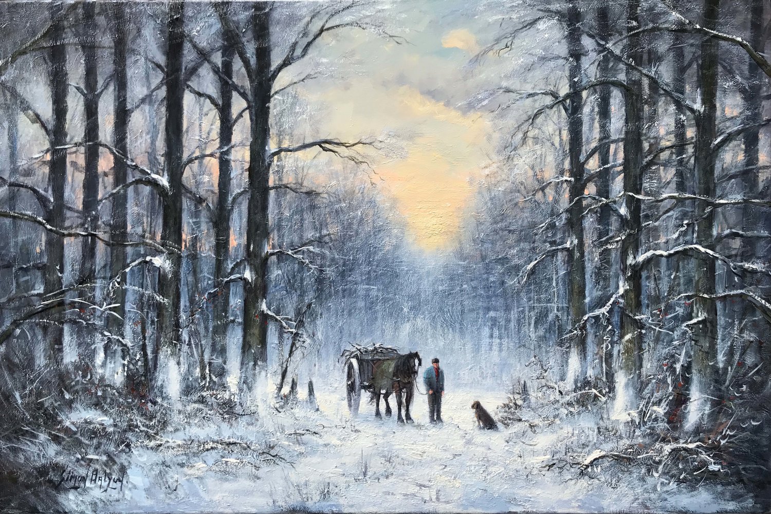 A Winters Evening oil , 24 x 36 in.
