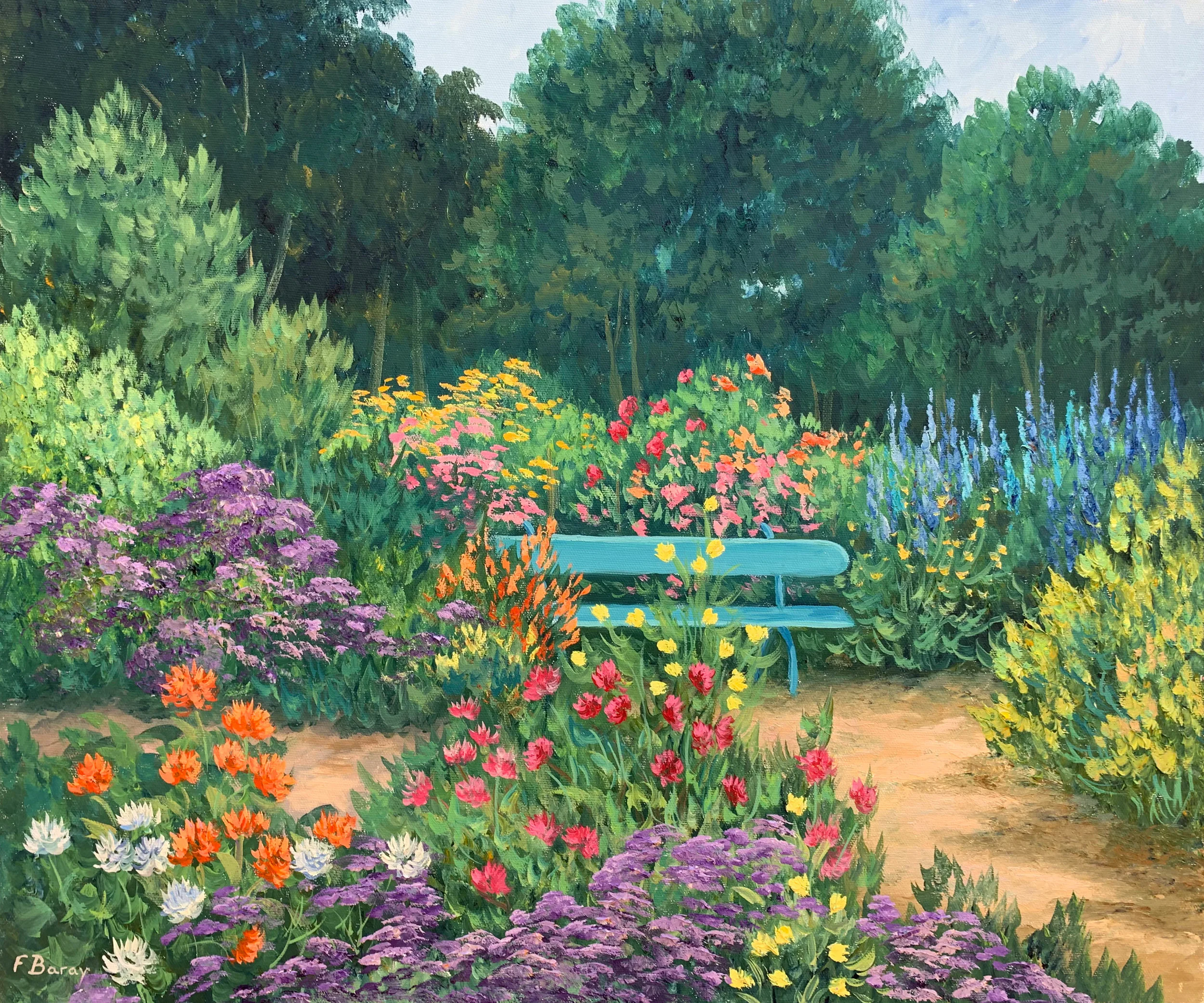 Le Banc du Jardin oil, 24 x 20 in .