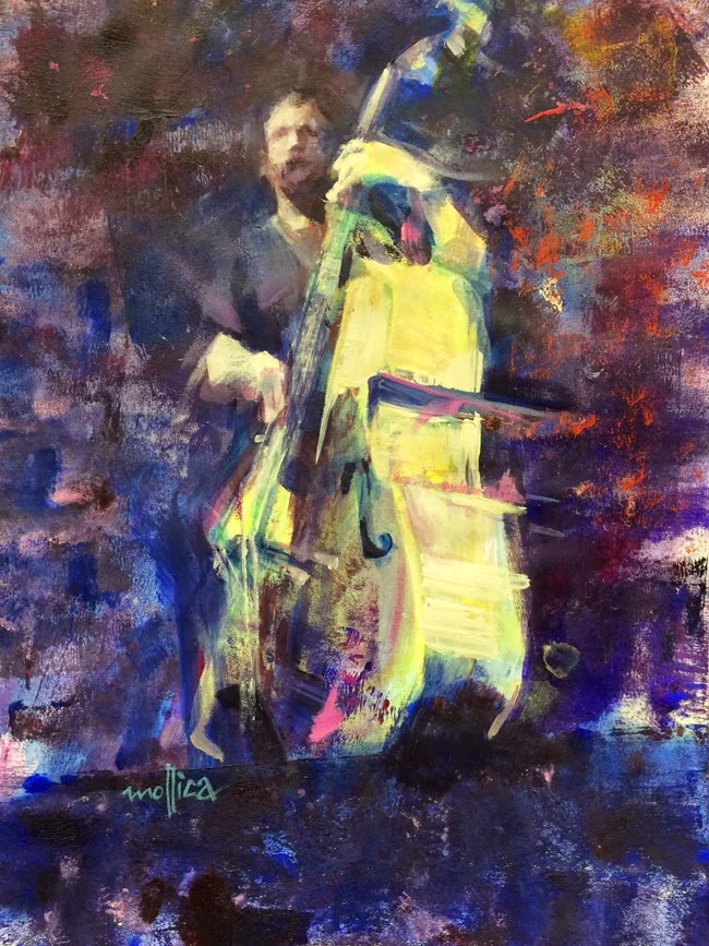 Jazz Musician Painting - Upright Bass
