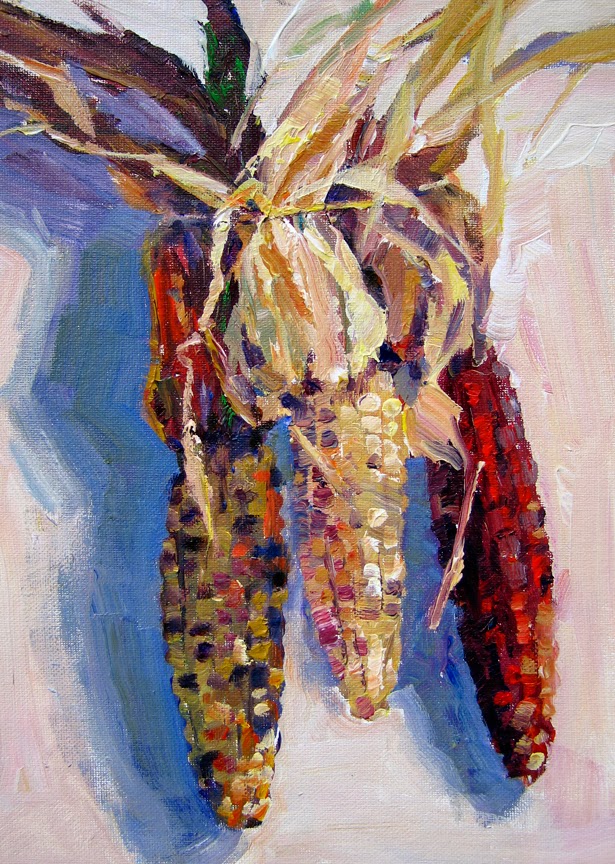 Colorful Corn Still Life Painting