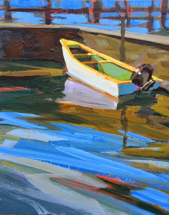 Tuscany Landscape Painting With Boat