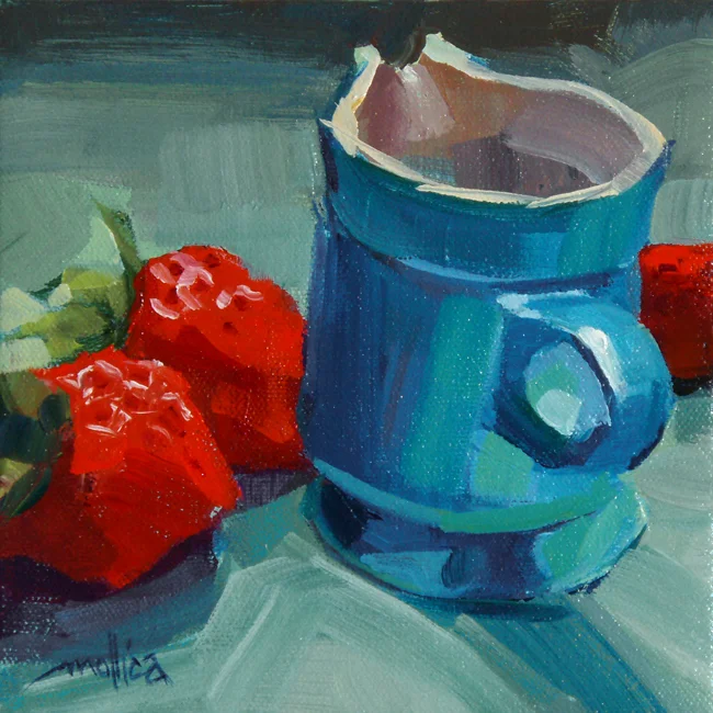 Blue Cup and Strawberries (SOLD)