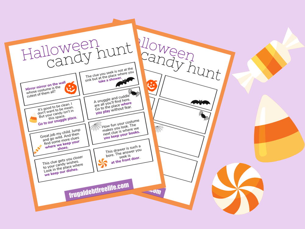 Free Printable Halloween Candy Scavenger Hunt for kids — Frugal Debt ...