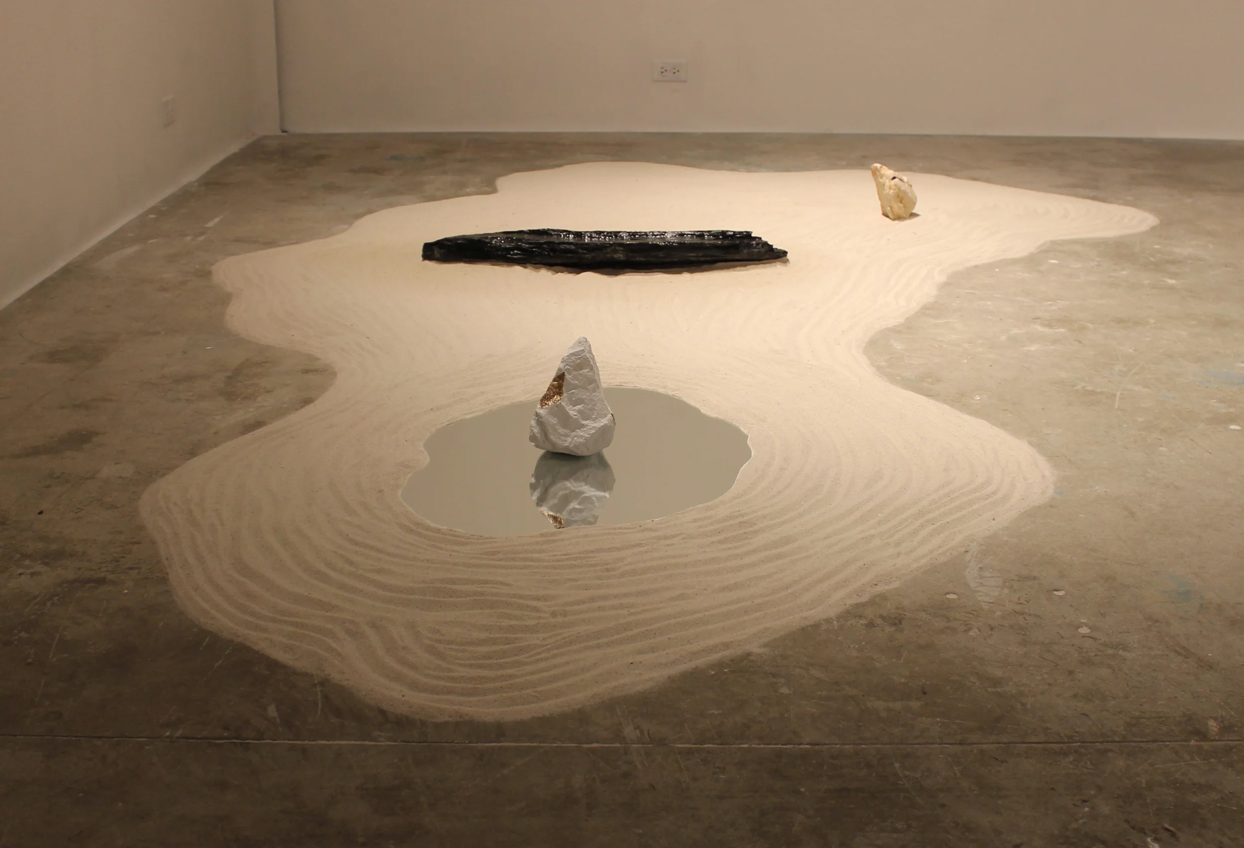 Psycho Spatial Landscape 01, Quartzine Sandstone, Mirror, Sand, Slate, Pigment, Latex, Mica Flakes, Water, 2013 @Devra Freelander