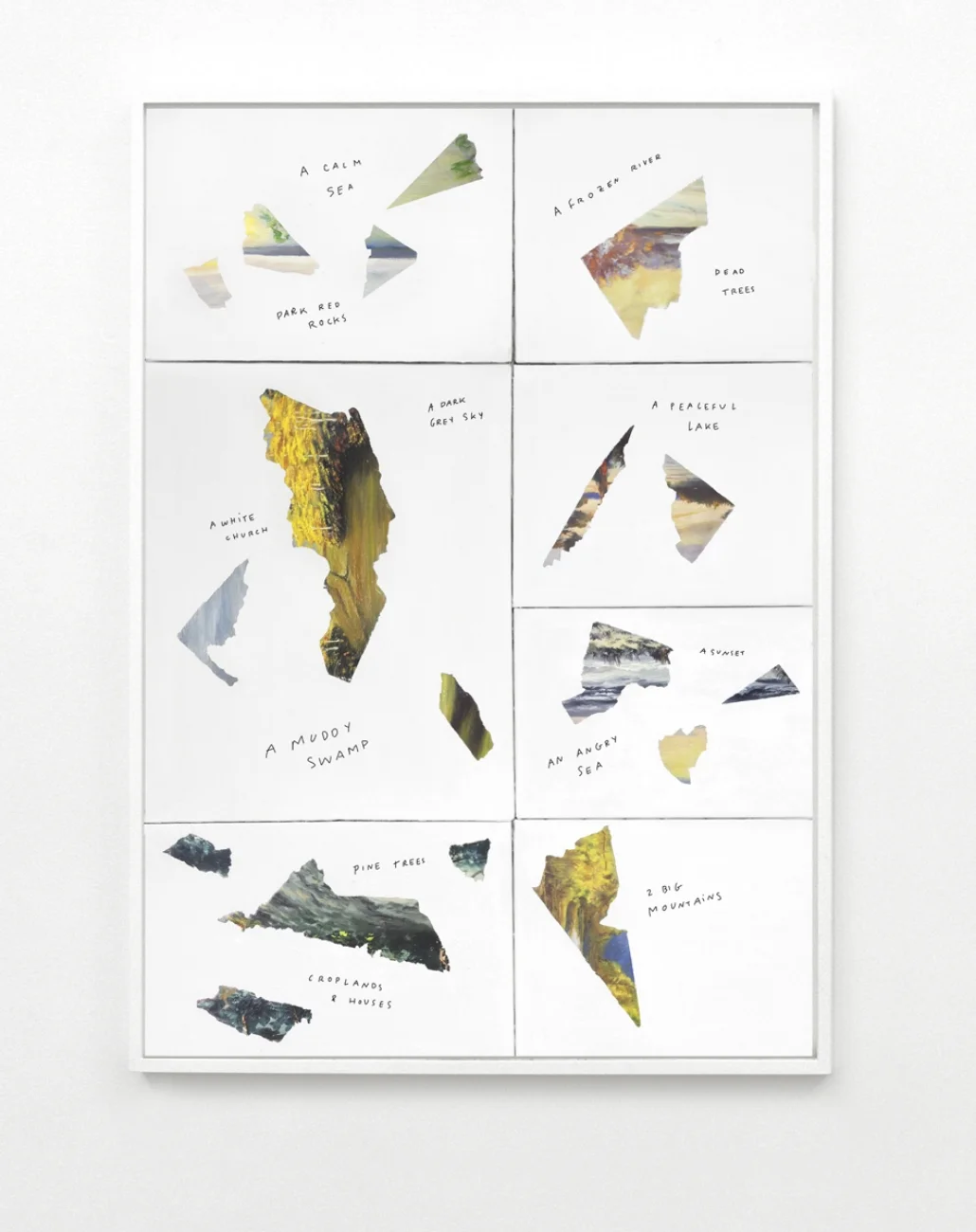 THE LOST IMPRESSIONS, N.02 , Seven found untitled/unsigned paintings, gesso and pen on multiple canvas, 2015 @ Claude Eigan