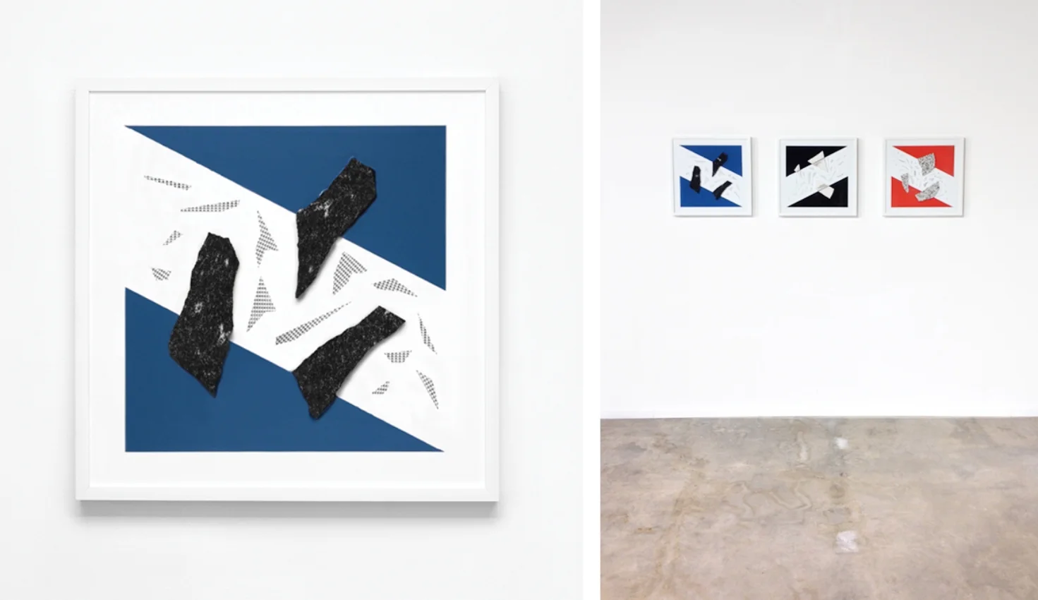 FRICHES Tryptique 01 , Industrial acylic paint, marbles and granit on metal board, 2014 @ Claude Eigan