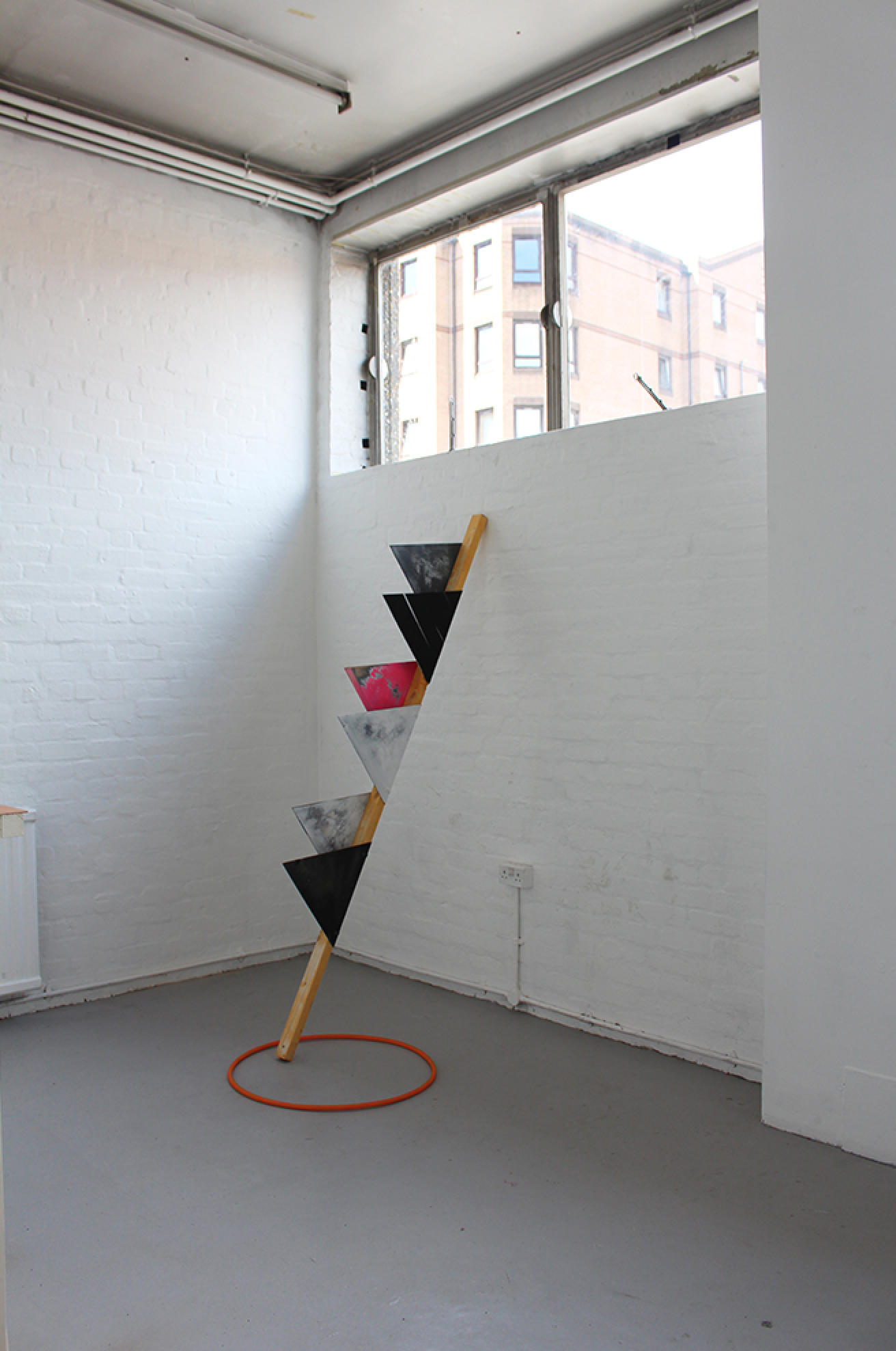 We've promised to go to Miami, acrylic on MDF board, duck tape, timber, plastic ring, 2015 @DongKwang Jo