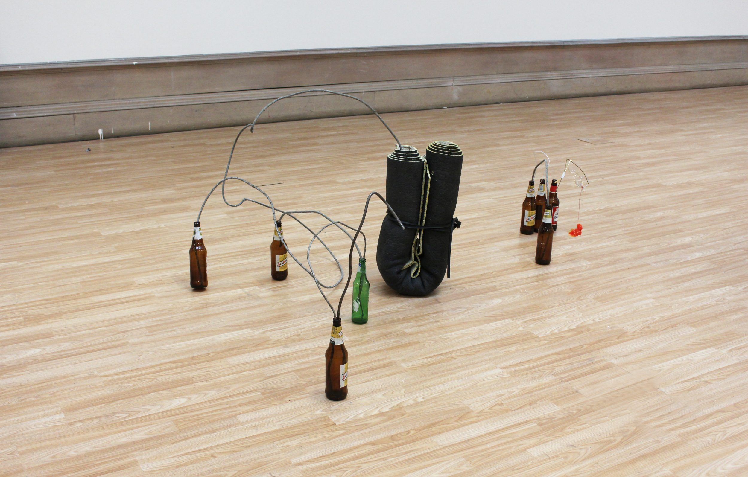 Untitled, bottles, insulation of carpet, glasses, etc, 2015 @DongKwang Jo