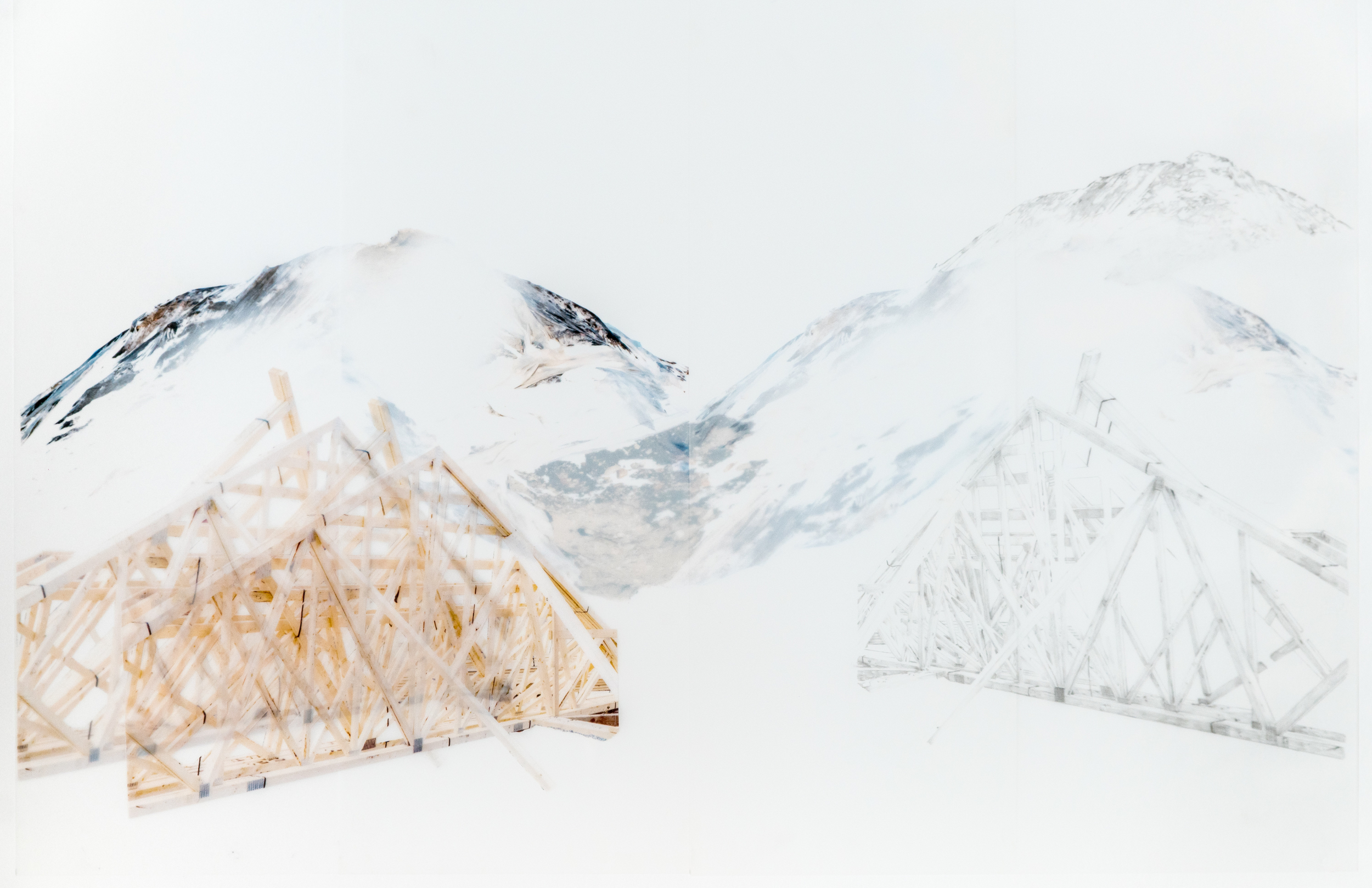 Tapisserie Urbaine/Structure déconstruite , Digital printing, graphite and collage on 2 sheets of Mylar paper, 64 cm x 49 cm, 2015 @Cara Déry Photo by Jean-Michael Seminaro