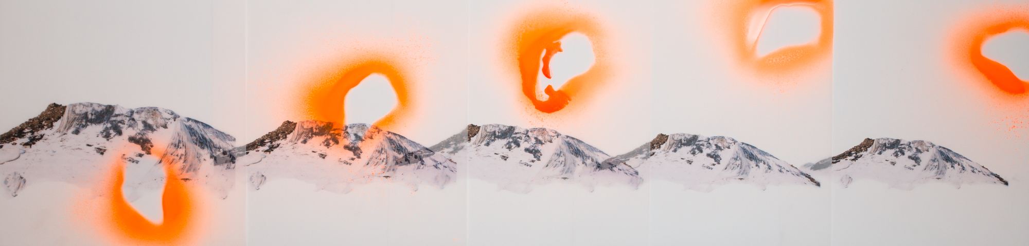 Motif urban 3, Digital printing and spray paint on 5 sheets of Mylar paper, 92 cm x 23 cm, 2015 @Cara Déry