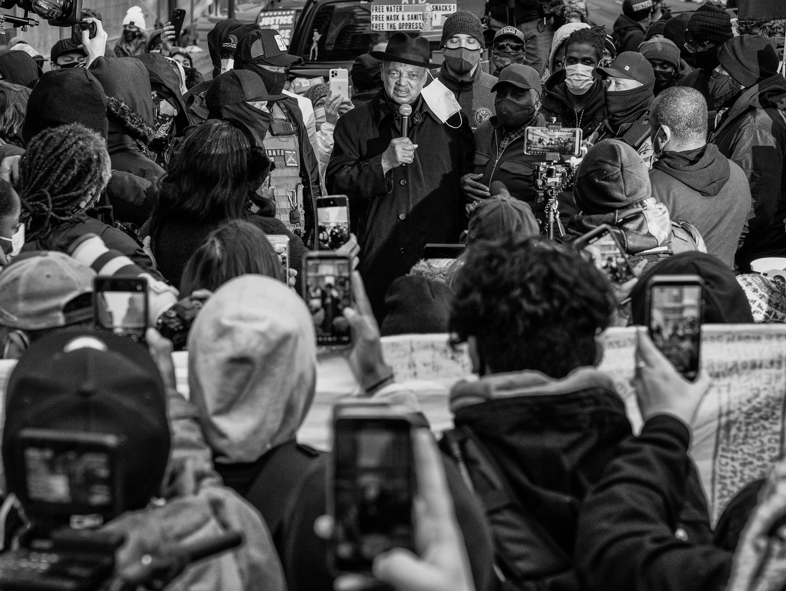  Rev. Jesse Jackson speaks during a rally calling for justice for George Floyd in downtown Minneapolis, Minnesota on April, 19,2021 near the Hennepin County Government Center during the deliberation of Derek Chauvin’s murder trial.  (Seth Herald/Redu
