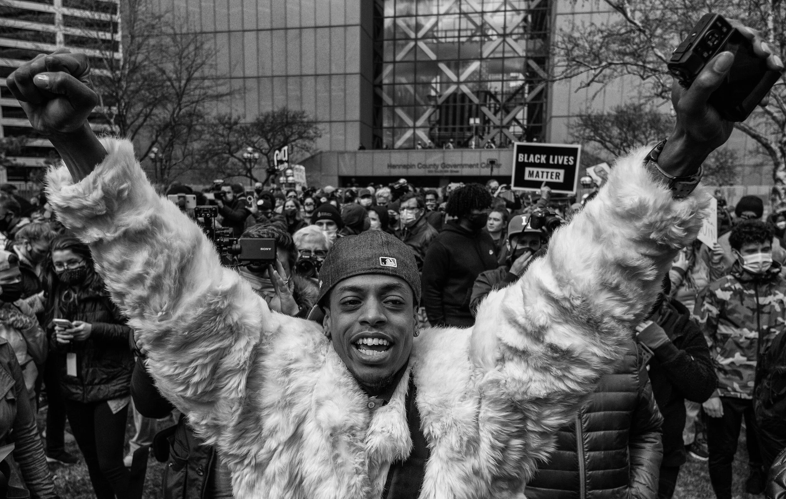  A person reacts to the verdict of Derek Chauvin in downtown Minneapolis, Minnesota April 20,2021 near the Hennepin county government center shortly after the verdict was read. Chauvin was charged guilty to all three counts.  (Seth Herald/Redux Pictu