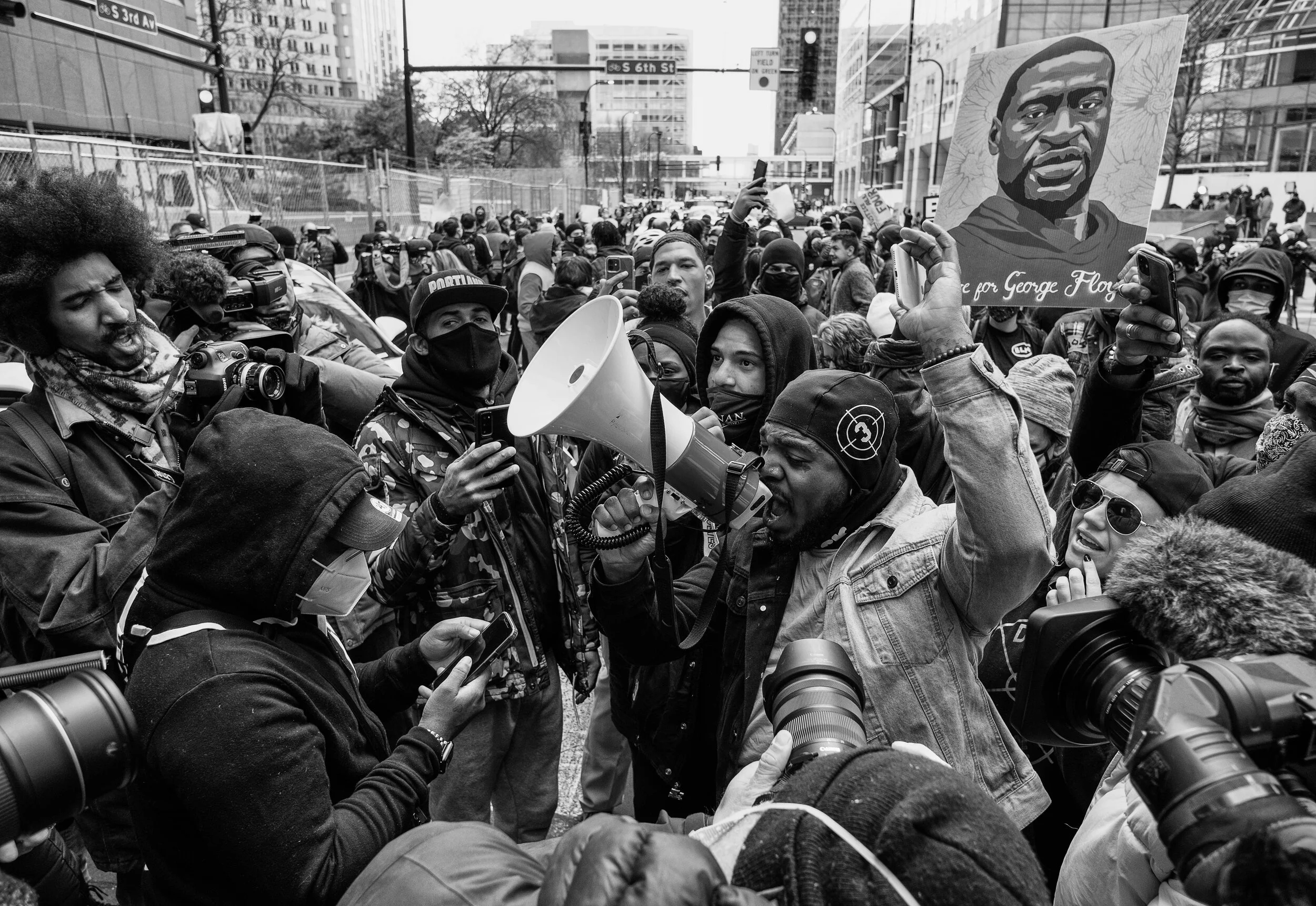  A man reacts to the verdict of Derek Chauvin in downtown Minneapolis, Minnesota April 20,2021 near the Hennepin county government center shortly after the verdict was read. Chauvin was charged guilty to all three counts.  (Seth Herald/Redux Pictures