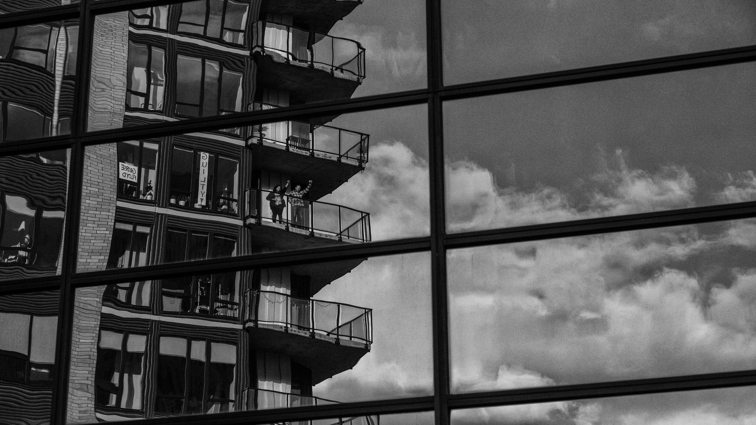  A couple reacts to the verdict for Derek Chauvin in downtown Minneapolis, Minnesota April 20,2021 shortly after the verdict was read. Chauvin was charged guilty to all three counts. (Seth Herald/Rolling Stone Magazine) 
