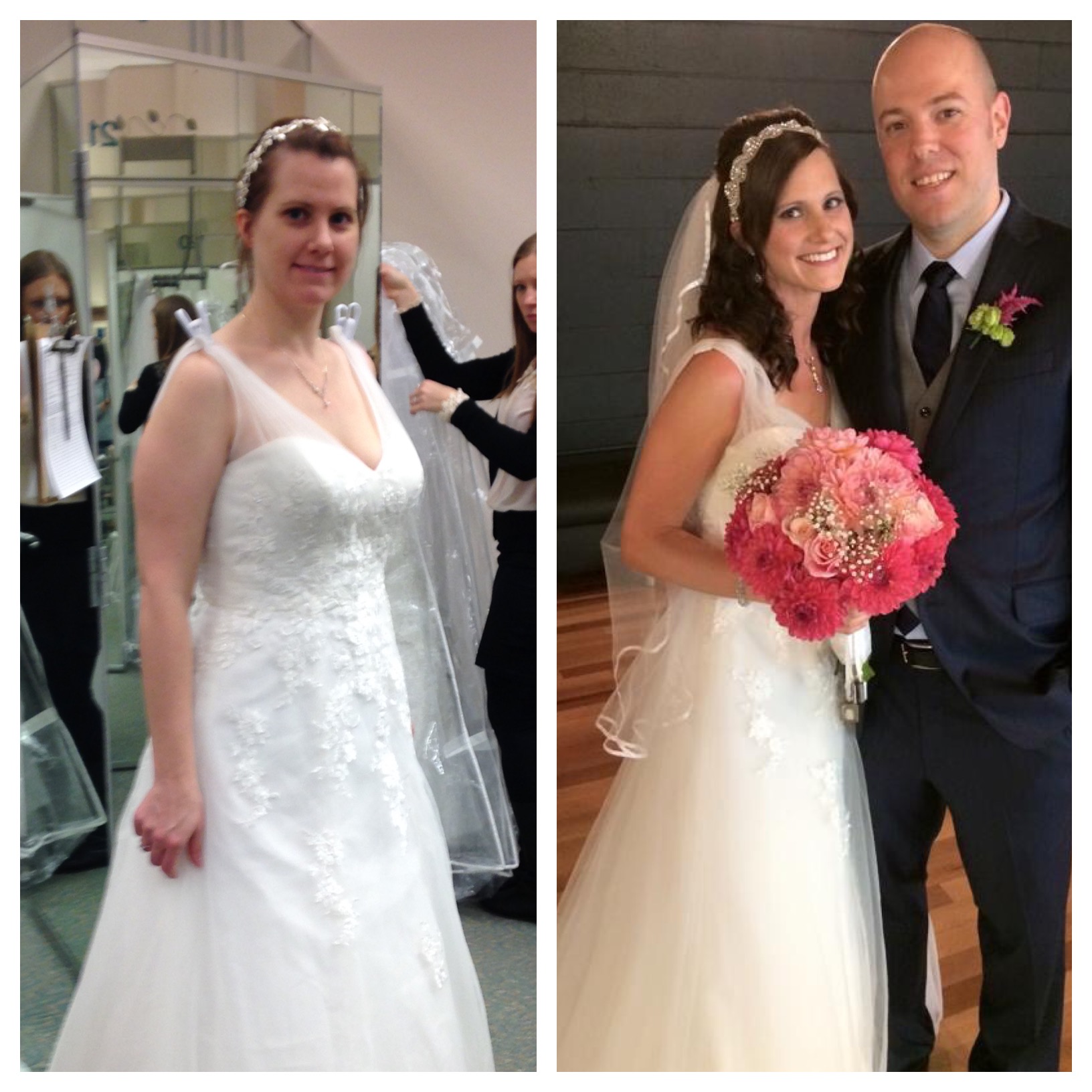 January 24, 2015: buying my wedding dress v. September 15, 2015: wearing my wedding dress