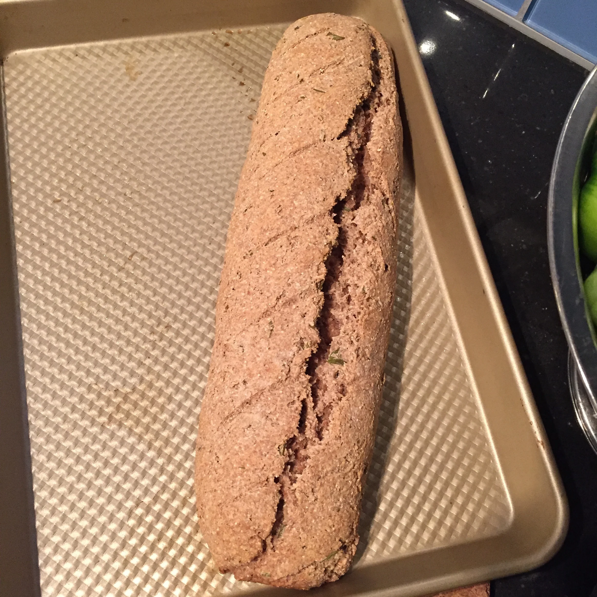 Homemade whole wheat bread with rosemary made a perfect minestrone pairing.