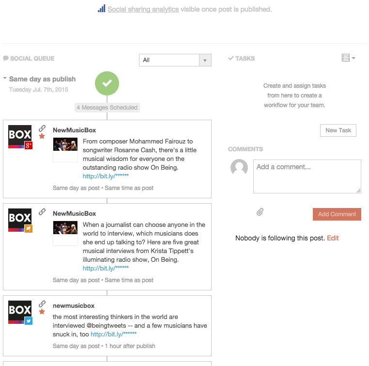 Multiple social media angles created via Scheduler, 2015 