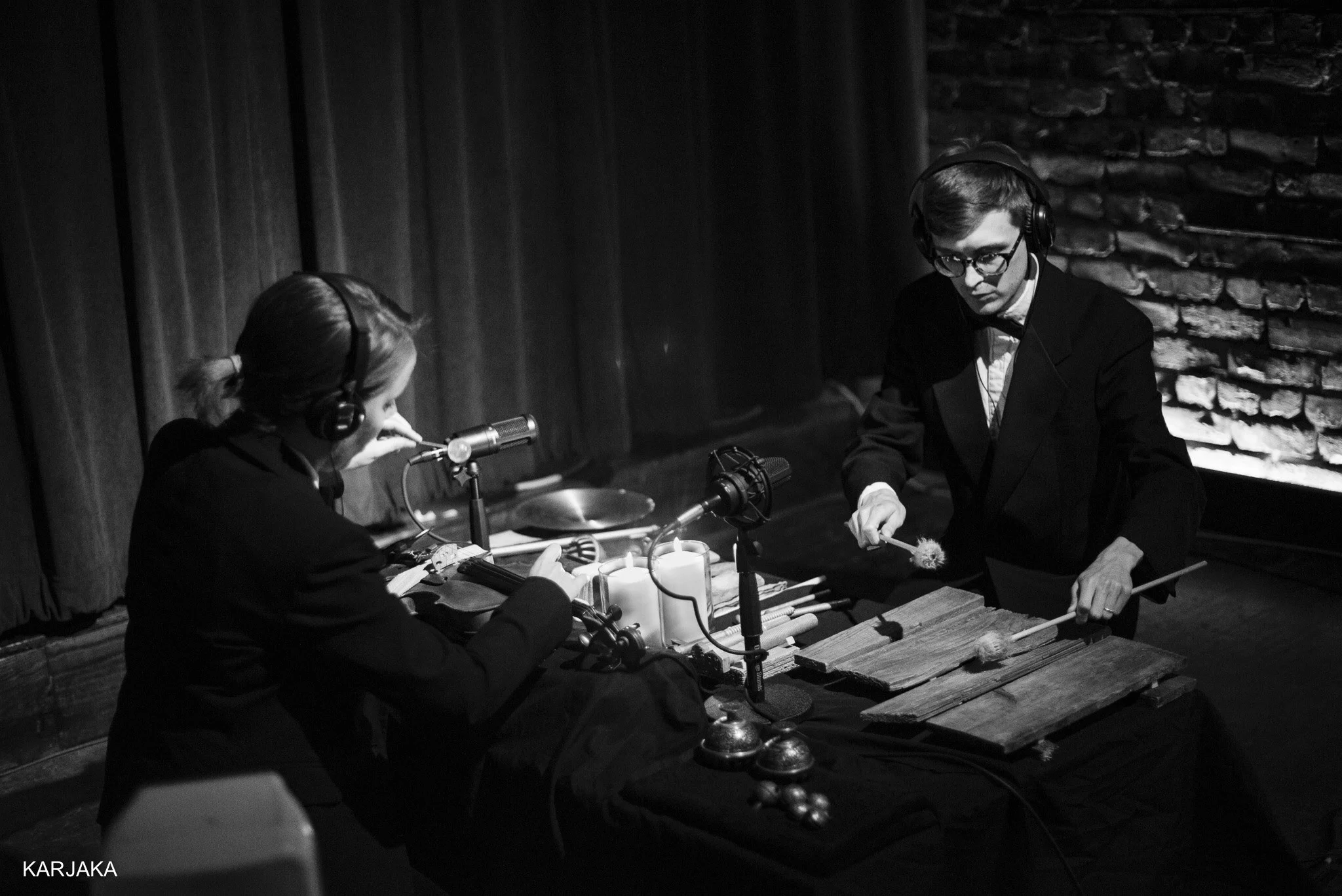 Sam and I performing MIMIC. Photo by Aleksandr Karjaka.