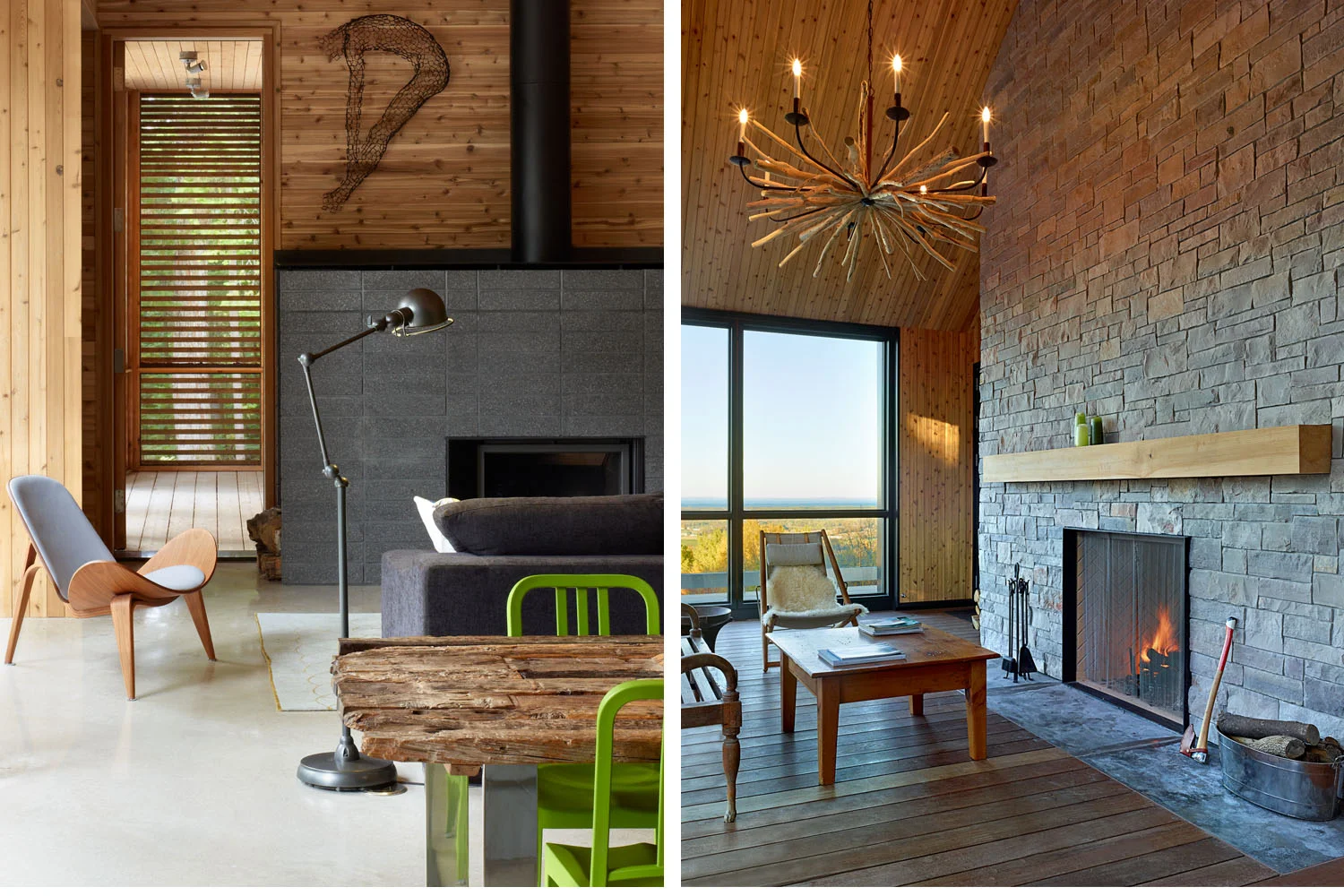 Stealth Cabin, Superkül (L) Hilltop House, Atelier Kastelic Buffey (R)
