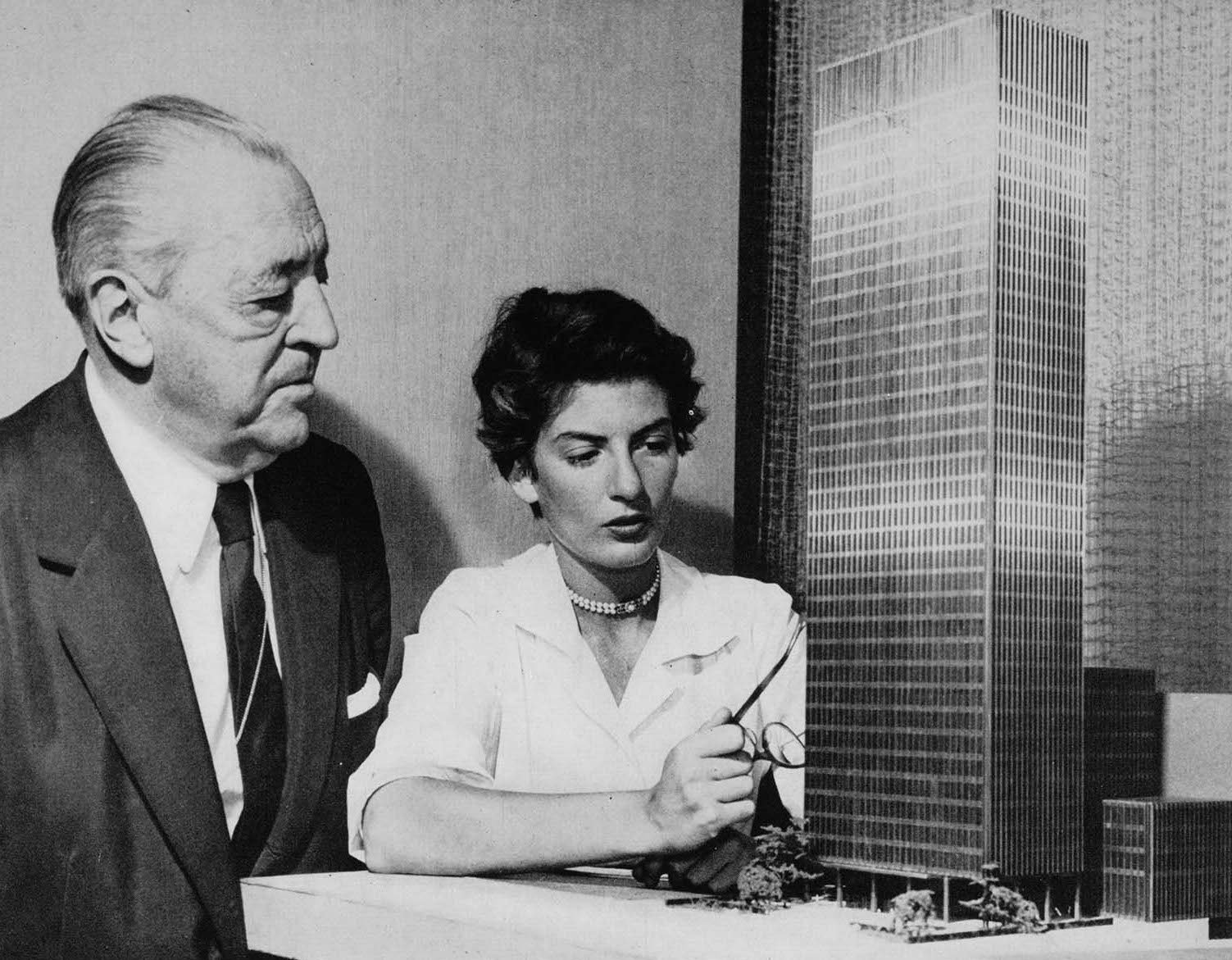 Mies van der Rohe with Phyllis Lambert, then Director of Planning of the Seagram building. 