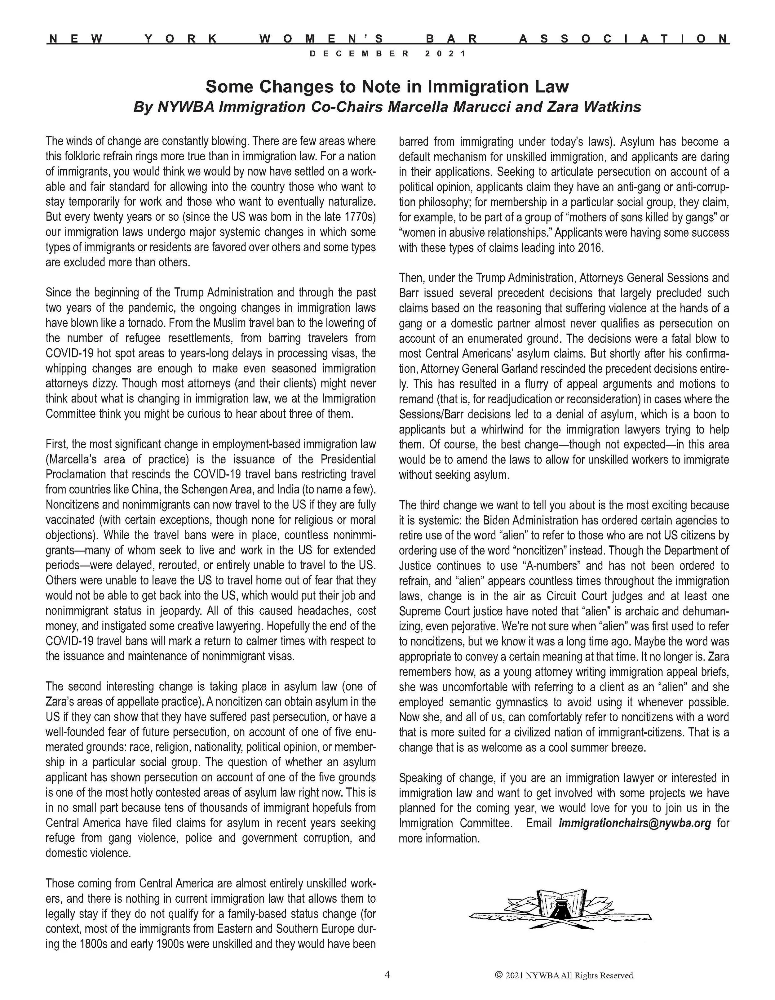 What's new in Immigration Law? 