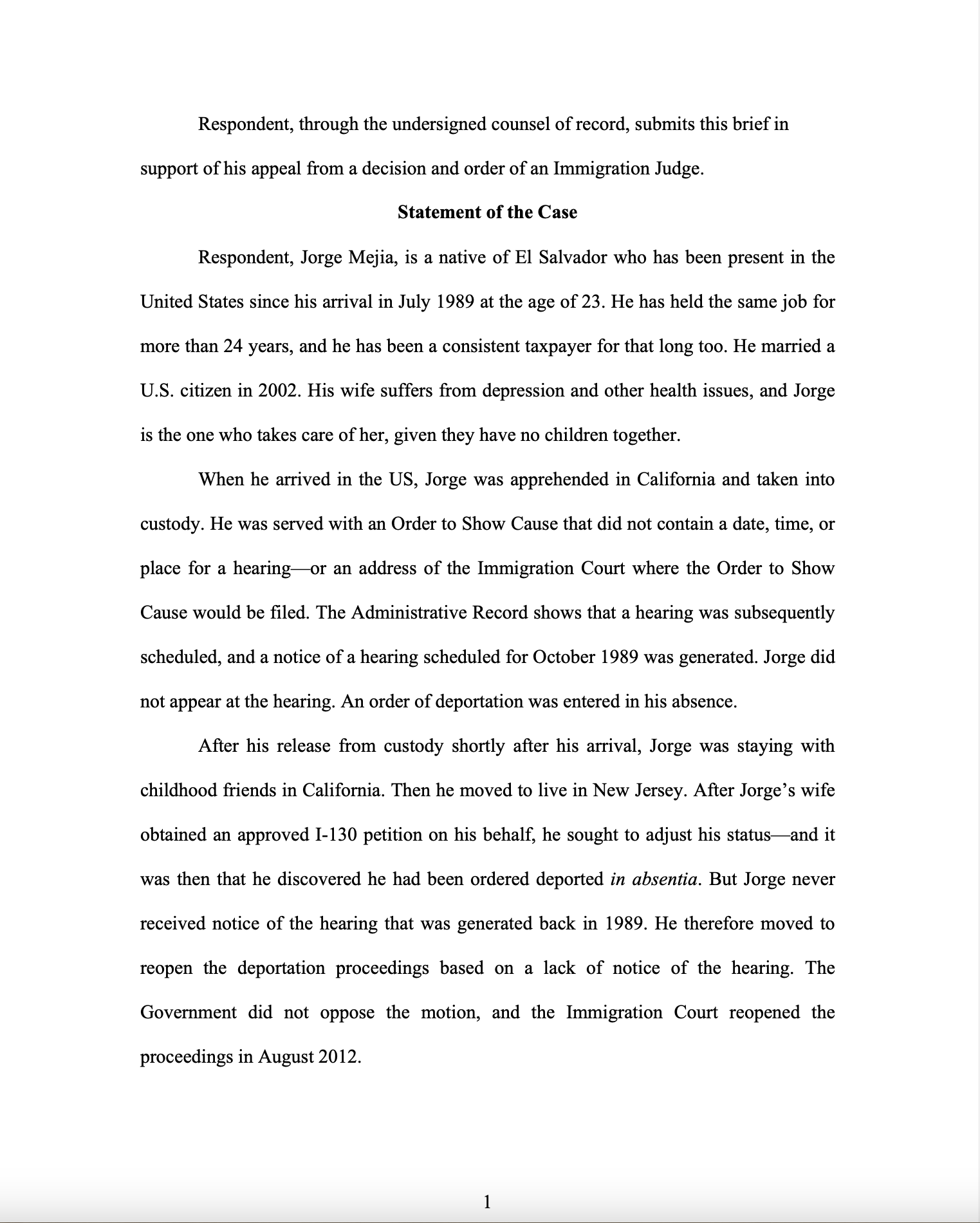 BIA Respondent's Brief